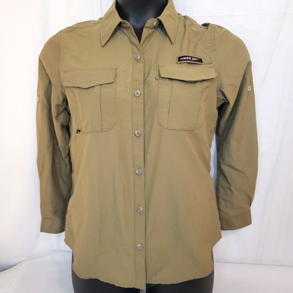 Size XS Ladies Army Green Fishing Blouse. Vented Nylon Breathable Shirt New